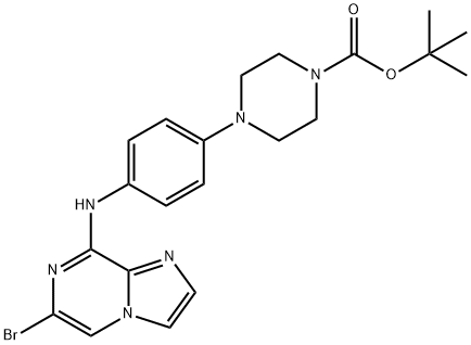 tert-Butyl 4-{4-[(6-bromo(4-hydroimidazo[1,2-a]pyrazin-8-yl))amino] phenyl}piperazinecarboxylate Structure