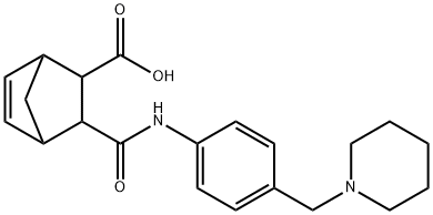 3-((4-(piperidin-1-ylmethyl)phenyl)carbamoyl)bicyclo[2.2.1]hept-5-ene-2-carboxylic acid Struktur