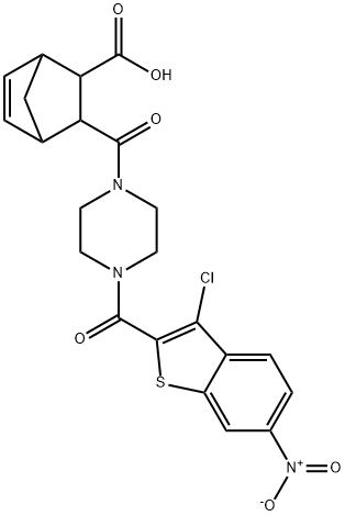 3-(4-(3-chloro-6-nitrobenzo[b]thiophene-2-carbonyl)piperazine-1-carbonyl)bicyclo[2.2.1]hept-5-ene-2-carboxylic acid Struktur