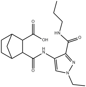 3-((1-ethyl-3-(propylcarbamoyl)-1H-pyrazol-4-yl)carbamoyl)bicyclo[2.2.1]heptane-2-carboxylic acid Struktur