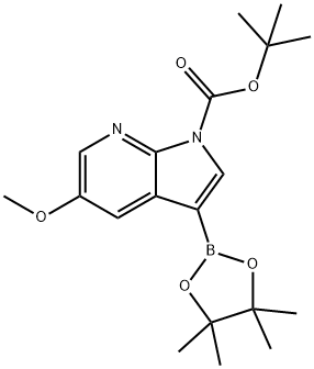 tert-butyl 5-methoxy-3-(4,4,5,5-tetramethyl-1,3,2-dioxaborolan-2-yl)-1H-pyrrolo[2,3-b]pyridine-1-carboxylate Struktur