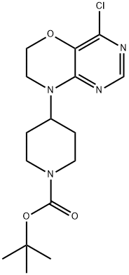 tert-butyl 4-(4-chloro-6H-pyrimido[5,4-b][1,4]oxazin-8(7H)-yl)piperidine-1-carboxylate Struktur