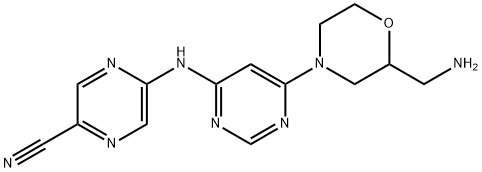 5-((6-(2-(Aminomethyl)morpholino)pyrimidin-4-yl)amino)pyrazine-2-carbonitrile Struktur