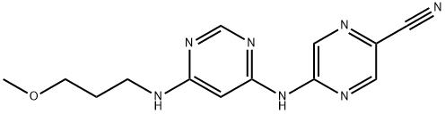 5-((6-((3-Methoxypropyl)amino)pyrimidin-4-yl)amino)pyrazine-2-carbonitrile Struktur