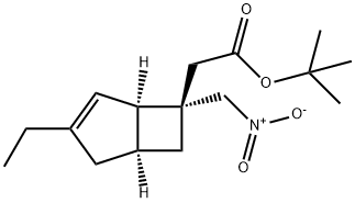 tert-butyl 2-((1R,5S,6S)-3-ethyl-6-(nitromethyl)bicyclo[3.2.0]hept-3-en-6-yl)acetate Struktur