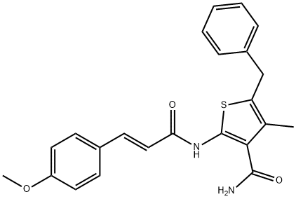 5-benzyl-2-{[3-(4-methoxyphenyl)acryloyl]amino}-4-methyl-3-thiophenecarboxamide Struktur