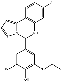 2-bromo-4-(8-chloro-5,6-dihydropyrazolo[1,5-c]quinazolin-5-yl)-6-ethoxyphenol Struktur