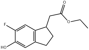 Ethyl 2-(6-fluoro-5-hydroxy-2,3-dihydro-1H-inden-1-yl)acetate Struktur