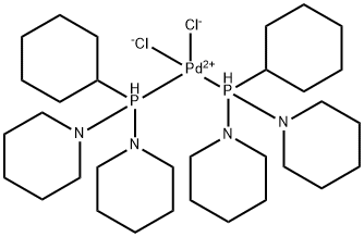 Dichlorobis[cyclohexyldi(1-piperidinyl)phosphine]palladium(II) Struktur