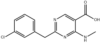 2-(3-Chlorobenzyl)-4-(methylamino)pyrimidine-5-carboxylic acid Struktur