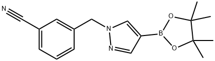 3-[[4-(4,4,5,5-tetramethyl-1,3,2-dioxaborolan-2-yl)-1H-pyrazol-1-yl]methyl]benzonitrile Struktur