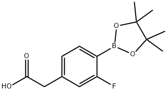 2-(3-Fluoro-4-(4,4,5,5-tetramethyl-1,3,2-dioxaborolan-2-yl)phenyl)acetic acid Struktur