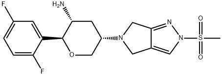 (2S,3R,5S)-2-(2,5-difluorophenyl)-5-(2-(methylsulfonyl)pyrrolo[3,4-c]pyrazol-5(2H,4H,6H)-yl)tetrahydro-2H-pyran-3-amine Struktur