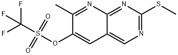 Methanesulfonic acid, 1,1,1-trifluoro-, 7-methyl-2-(methylthio)pyrido[2,3-d]pyrimidin-6-yl ester Struktur