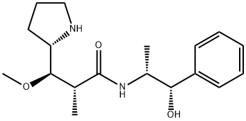 (S)-tert-butyl 2-((1R,2R)-3-((1S,2R)-1-hydroxy-1-phenylpropan-2-ylamino)-1-methoxy-2-methyl-3-oxopropyl)pyrrolidine-1-carboxylate Struktur