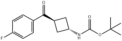 trans-tert-butyl 3-(4-fluorobenzoyl)cyclobytylcarbamate Struktur