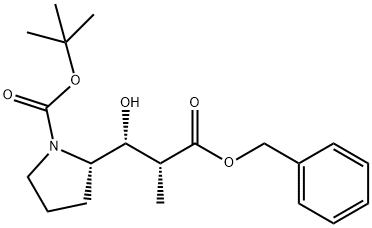 (S)-tert-butyl 2-((1R,2R)-3-(benzyloxy)-1-hydroxy-2-methyl-3-oxopropyl)pyrrolidine-1-carboxylate Struktur