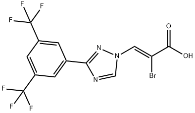 2-Propenoic acid, 3-[3-[3,5-bis(trifluoromethyl)phenyl]-1H-1,2,4-triazol-1-yl]-2-bromo-, (2Z)- Struktur