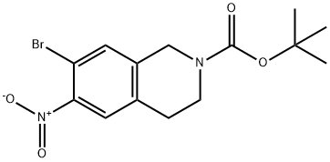 7-Bromo-6-nitro-n-tert-butoxycarbonyl-1,2,3,4-tetrahydroisoquinoline Struktur