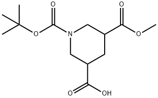 1-(tert-butoxycarbonyl)-3-methylpiperidine-3,5-dicarboxylic acid Struktur