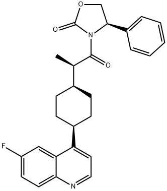 (R)-3-((R)-2-((1s,4S)-4-(6-fluoroquinolin-4-yl)cyclohexyl)propanoyl)-4-phenyloxazolidin-2-one Struktur