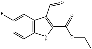 1H-Indole-2-carboxylic acid, 5-fluoro-3-formyl-, ethyl ester
 Struktur