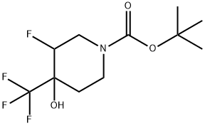 tert-butyl 3-fluoro-4-hydroxy-4-(trifluoromethyl)piperidine-1-carboxylate Struktur