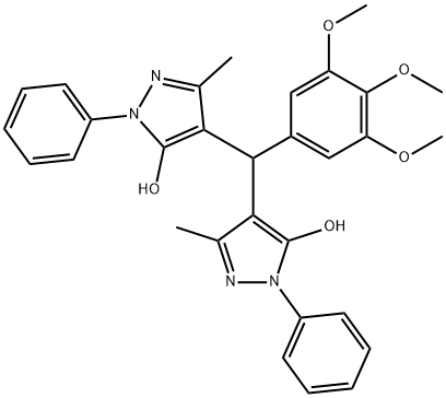 4,4'-((3,4,5-trimethoxyphenyl)methylene)bis(3-methyl-1-phenyl-1H-pyrazol-5-ol) Struktur