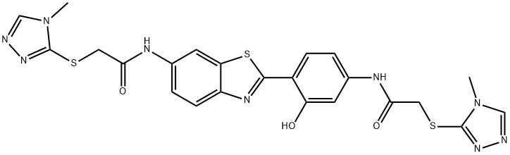 N-(2-(2-hydroxy-4-(2-((4-methyl-4H-1,2,4-triazol-3-yl)thio)acetamido)phenyl)benzo[d]thiazol-6-yl)-2-((4-methyl-4H-1,2,4-triazol-3-yl)thio)acetamide Structure