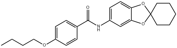 4-butoxy-N-(spiro[1,3-benzodioxole-2,1'-cyclohexan]-5-yl)benzamide Struktur