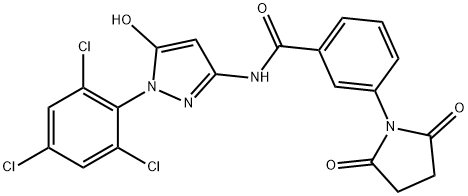 3-(2,5-dioxopyrrolidin-1-yl)-N-(5-hydroxy-1-(2,4,6-trichlorophenyl)-1H-pyrazol-3(2H)-ylidene)benzamide Struktur