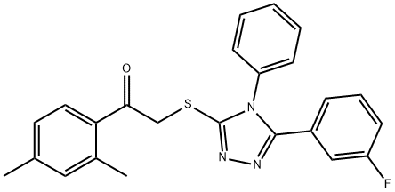 1-(2,4-dimethylphenyl)-2-{[5-(3-fluorophenyl)-4-phenyl-4H-1,2,4-triazol-3-yl]sulfanyl}ethanone Struktur