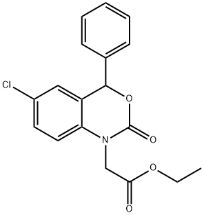 Ethyl 2-(6-chloro-2-oxo-4-phenyl-2,4-dihydro-1H-benzo[d][1,3]oxazin-1-yl)acetate Struktur