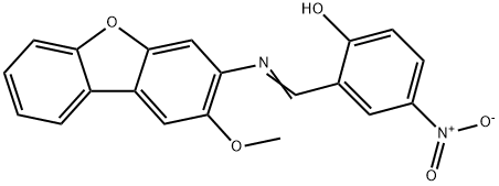 (E)-2-(((2-methoxydibenzo[b,d]furan-3-yl)imino)methyl)-4-nitrophenol Struktur