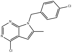 4-Chloro-7-(4-chlorobenzyl)-6-methyl-7H-pyrrolo[2,3-d]pyrimidine Struktur