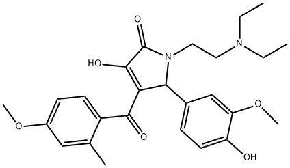 1-(2-(diethylamino)ethyl)-3-hydroxy-5-(4-hydroxy-3-methoxyphenyl)-4-(4-methoxy-2-methylbenzoyl)-1H-pyrrol-2(5H)-one Struktur