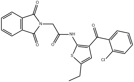 3-(2-Chlorobenzoyl)-5-ethyl-2-(phtalimidoacetamido)thiophene Struktur