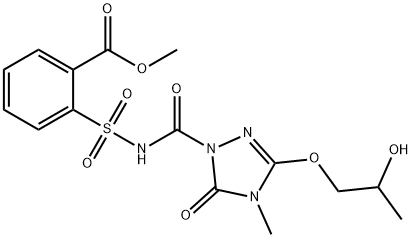 2-{{{[4,5-Dihydro-3-(2-hydroxypropoxy)-4-methyl-5-oxo-1H-1,2,4-triazol-1-yl]carbonyl}amino}sulfonyl}benzoic acid methyl ester Struktur