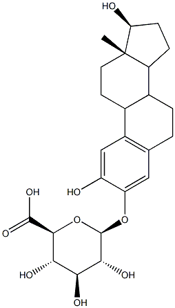 (17beta)-2,17-Dihydroxyestra-1,3,5(10)-trien-3-yl beta-D-glucopyranosiduronic acid Struktur