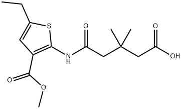 5-((5-ethyl-3-(methoxycarbonyl)thiophen-2-yl)amino)-3,3-dimethyl-5-oxopentanoic acid Struktur