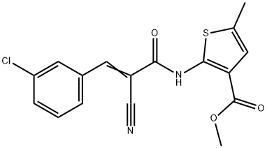 (E)-methyl 2-(3-(3-chlorophenyl)-2-cyanoacrylamido)-5-methylthiophene-3-carboxylate Struktur