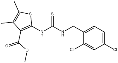 methyl 2-(3-(2,4-dichlorobenzyl)thioureido)-4,5-dimethylthiophene-3-carboxylate Struktur