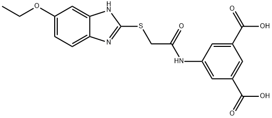 5-({[(5-ethoxy-1H-benzimidazol-2-yl)sulfanyl]acetyl}amino)benzene-1,3-dicarboxylic acid Struktur