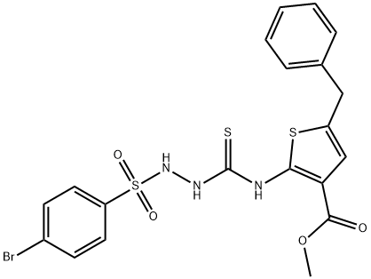 methyl 5-benzyl-2-(2-((4-bromophenyl)sulfonyl)hydrazinecarbothioamido)thiophene-3-carboxylate Struktur