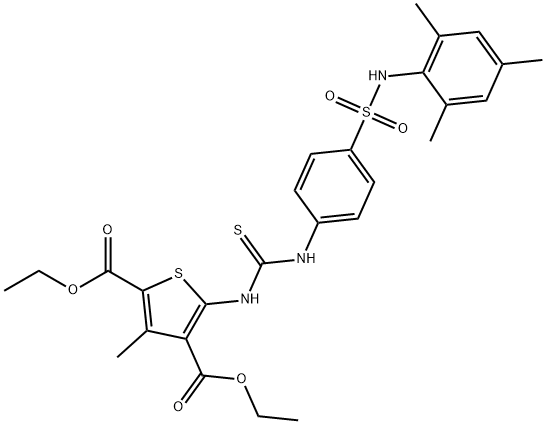 diethyl 5-(3-(4-(N-mesitylsulfamoyl)phenyl)thioureido)-3-methylthiophene-2,4-dicarboxylate Struktur