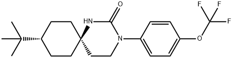 Trans-9-tert-butyl-3-[4-(trifluoromethoxy)phenyl]-1,3-diazaspiro[5.5]undecan-2-one Struktur