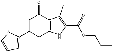 propyl 3-methyl-4-oxo-6-(thiophen-2-yl)-4,5,6,7-tetrahydro-1H-indole-2-carboxylate Struktur