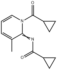 (E)-N-(1-(cyclopropanecarbonyl)-3-methylpyridin-2(1H)-ylidene)cyclopropanecarboxamide Struktur