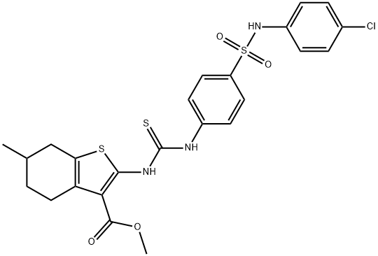 methyl 2-(3-(4-(N-(4-chlorophenyl)sulfamoyl)phenyl)thioureido)-6-methyl-4,5,6,7-tetrahydrobenzo[b]thiophene-3-carboxylate Struktur