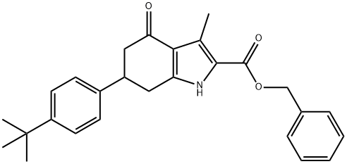 benzyl 6-(4-(tert-butyl)phenyl)-3-methyl-4-oxo-4,5,6,7-tetrahydro-1H-indole-2-carboxylate Struktur